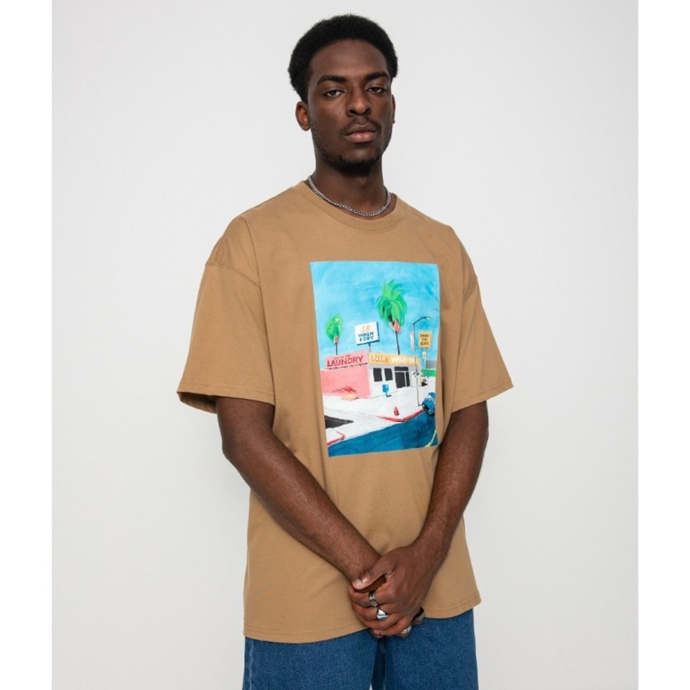 Nike T-Shirt Laundry Mat SB Skateboarding Brown Men Size XXL Graphic Tee Relaxed